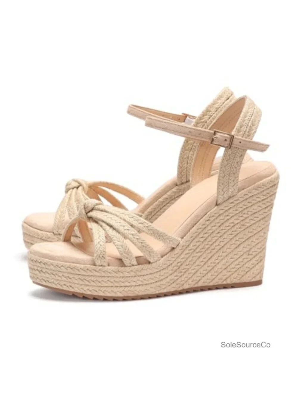 Women's Espadrille Wedge Sandals Platform Ankle Strap Raffia Summer Shoes